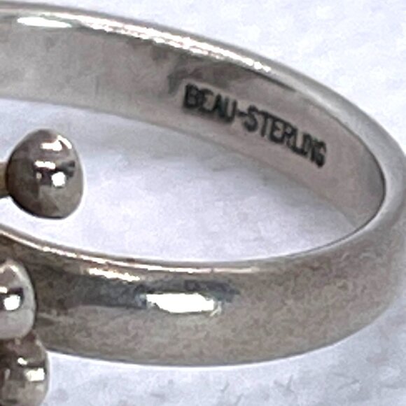 VTG Beau Sterling Silver Faux Pearl Sputnik Starburst Ring Mid Century Size 6.25 - Picture 6 of 9